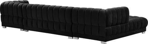 Industry Black Velvet 3pc. Sectional (3 Boxes) Sectional