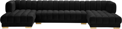Industry Black Velvet 3pc. Sectional (3 Boxes) Sectional