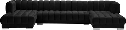 Industry Black Velvet 3pc. Sectional (3 Boxes) Sectional