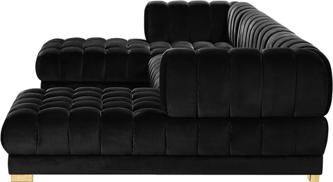 Industry Black Velvet 3pc. Sectional (3 Boxes) Sectional