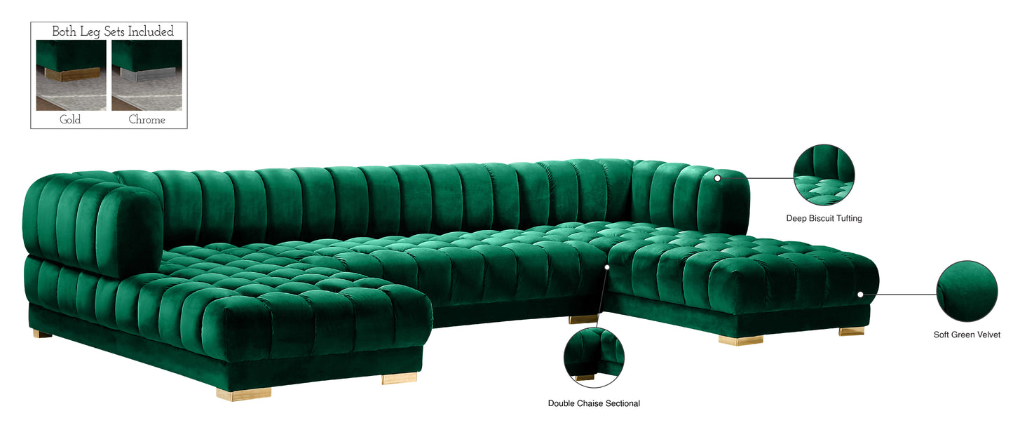 industry green velvet 3pc. sectional (3 boxes) sectional