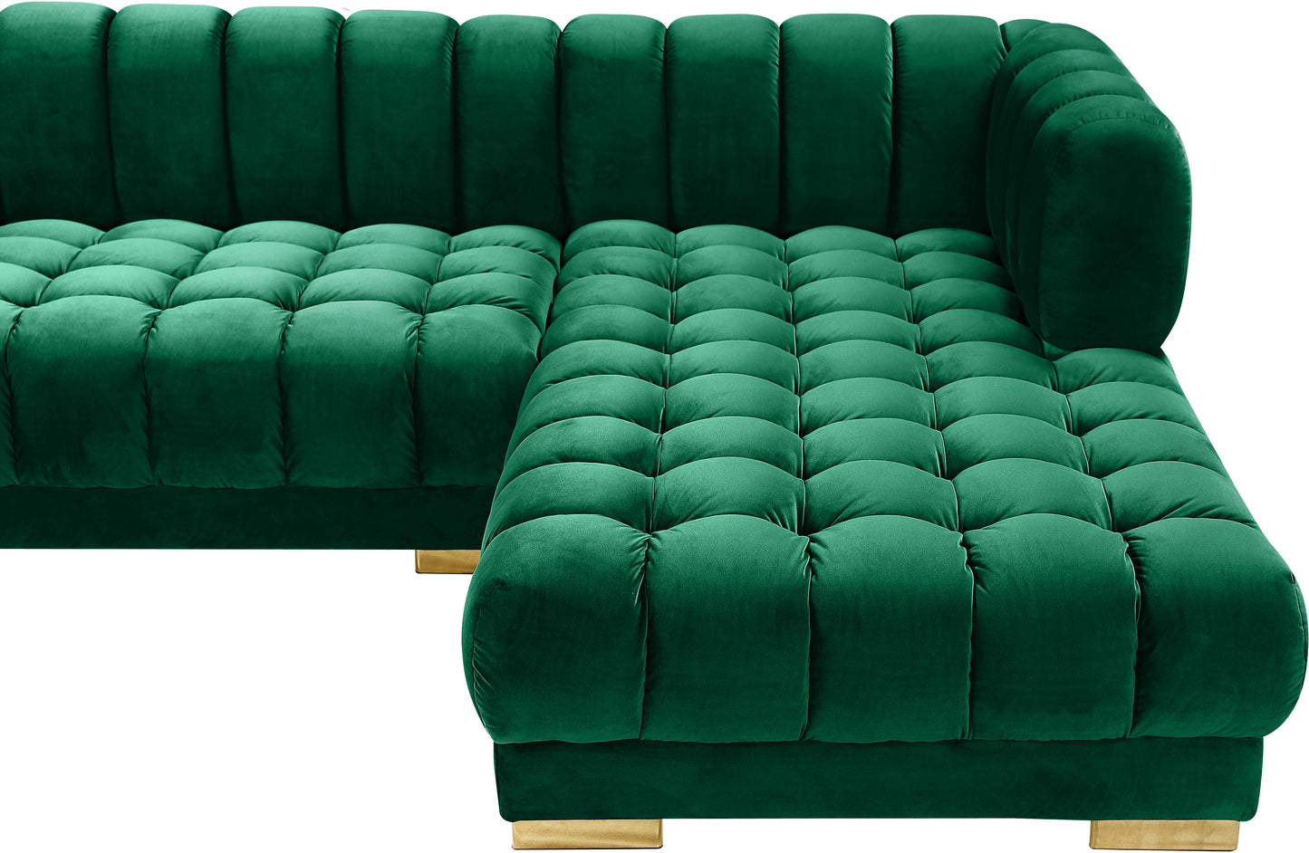 industry green velvet 3pc. sectional (3 boxes) sectional