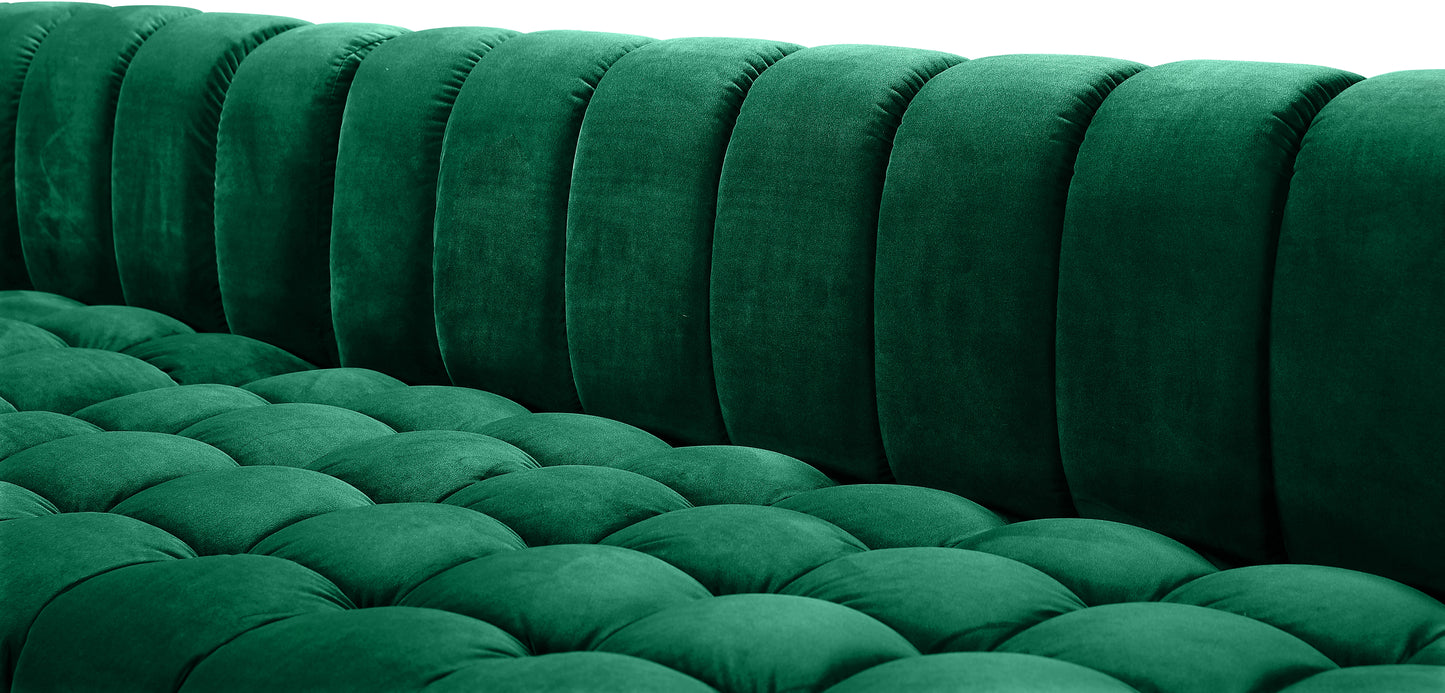 industry green velvet 3pc. sectional (3 boxes) sectional