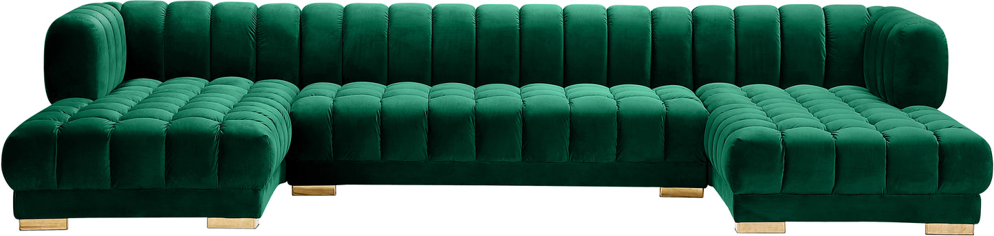 industry green velvet 3pc. sectional (3 boxes) sectional