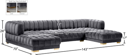 Industry Grey Velvet 3pc. Sectional (3 Boxes) Sectional