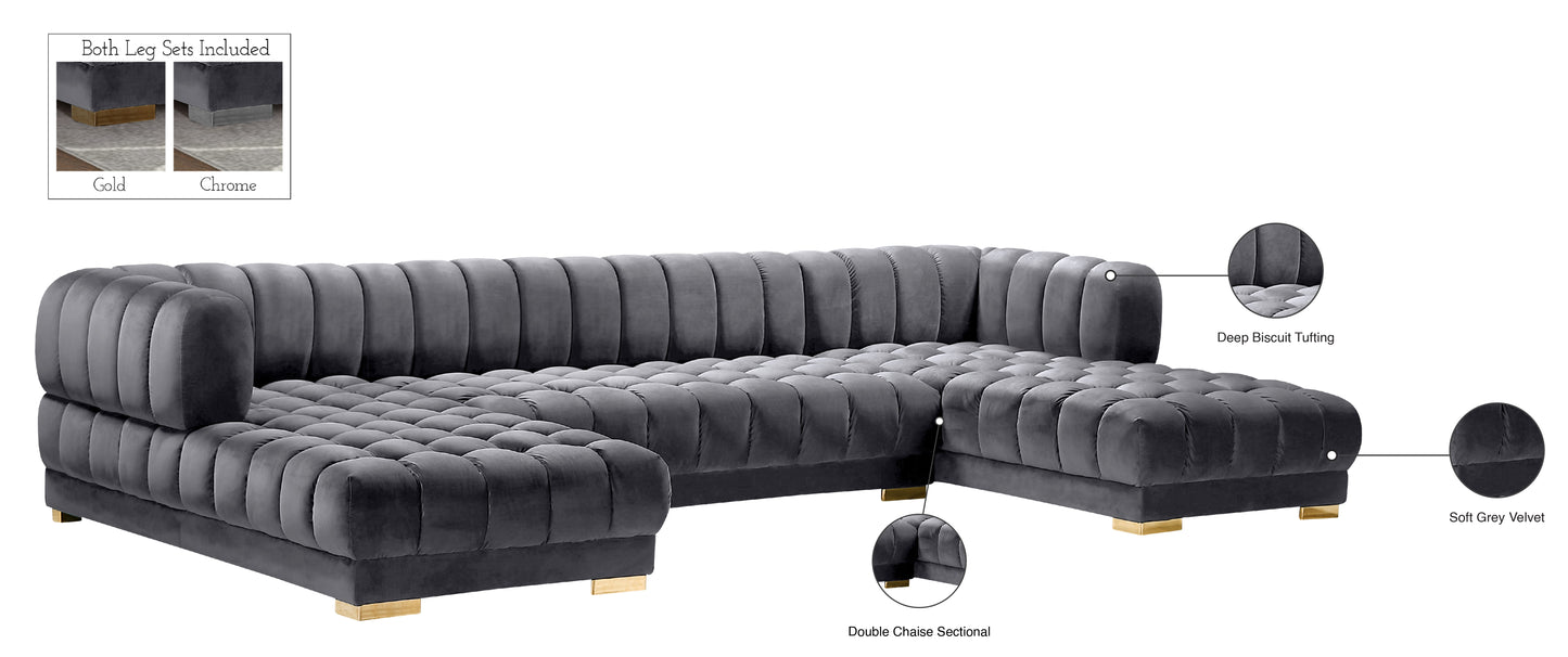 industry grey velvet 3pc. sectional (3 boxes) sectional