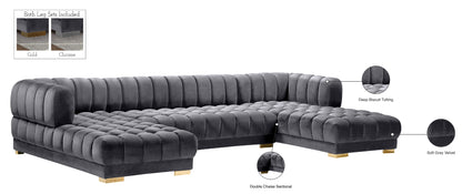 Industry Grey Velvet 3pc. Sectional (3 Boxes) Sectional