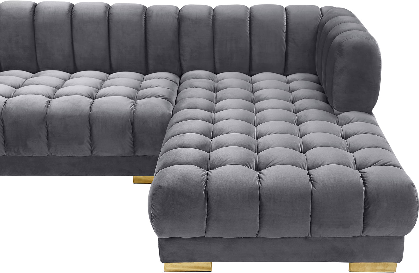 industry grey velvet 3pc. sectional (3 boxes) sectional