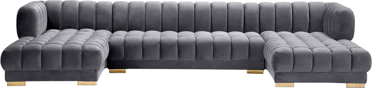 industry grey velvet 3pc. sectional (3 boxes) sectional