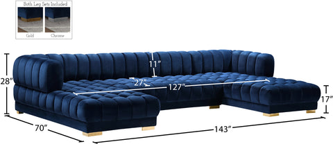 Industry Navy Velvet 3pc. Sectional (3 Boxes) Sectional