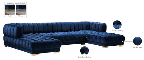 Industry Navy Velvet 3pc. Sectional (3 Boxes) Sectional