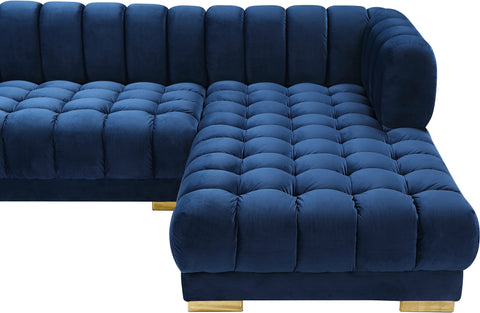 Industry Navy Velvet 3pc. Sectional (3 Boxes) Sectional