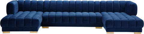 Industry Navy Velvet 3pc. Sectional (3 Boxes) Sectional