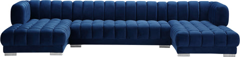 Industry Navy Velvet 3pc. Sectional (3 Boxes) Sectional