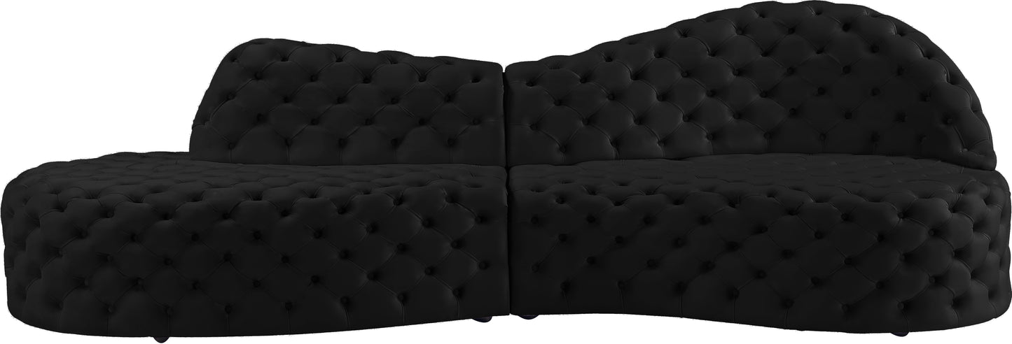 creston black velvet 2pc. sectional sectional