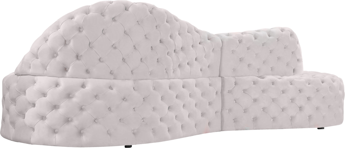 creston cream velvet 2pc. sectional sectional