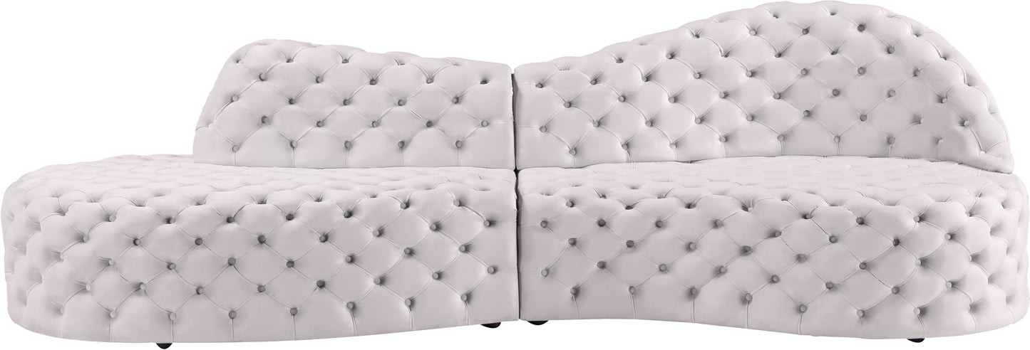 creston cream velvet 2pc. sectional sectional