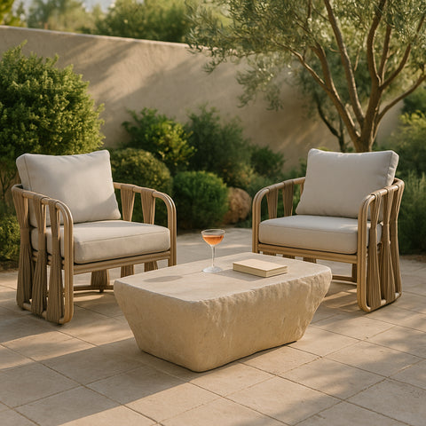Talia Beige Concrete Indoor/Outdoor Coffee Table, 1 Piece