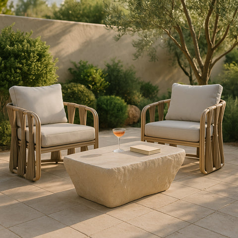 Talia Beige Concrete Indoor/Outdoor Coffee Table, 1 Piece