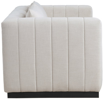 Rays Beige Linen Textured Fabric Loveseat L