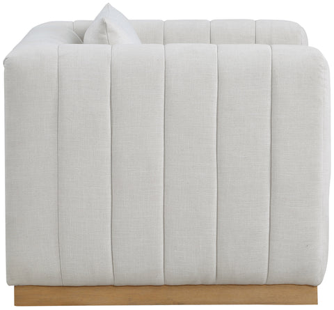 Rays Cream Linen Textured Fabric Chair C