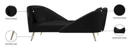 Opera Black Velvet Chaise Chaise