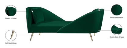 Opera Green Velvet Chaise Chaise