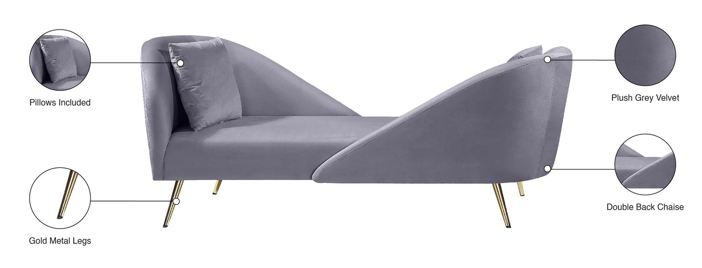 opera grey velvet chaise chaise