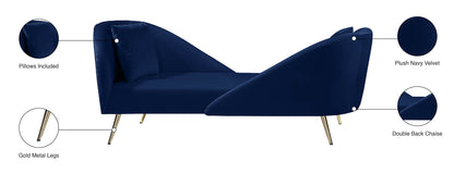 Opera Navy Velvet Chaise Chaise