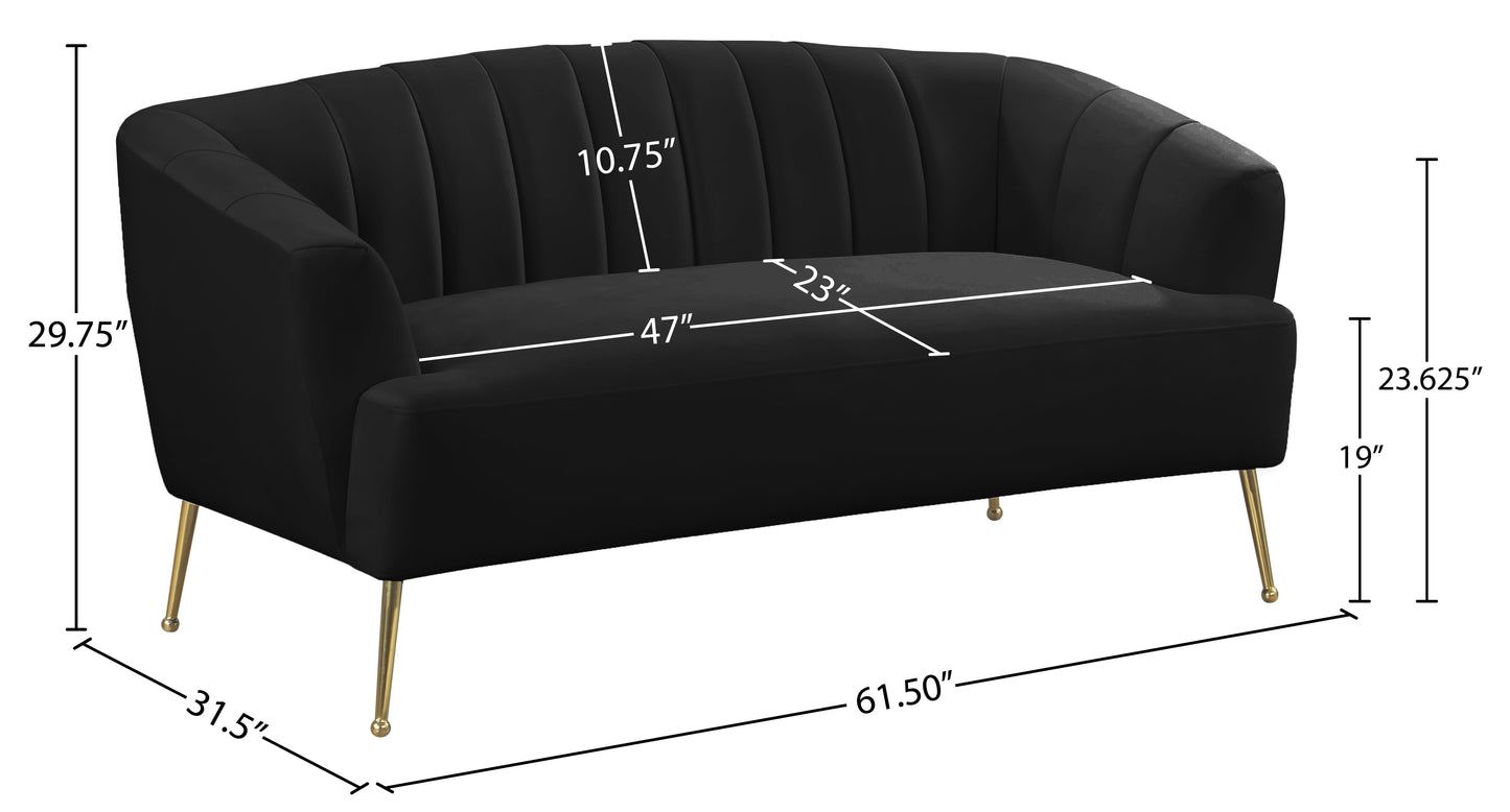 liam black velvet loveseat l