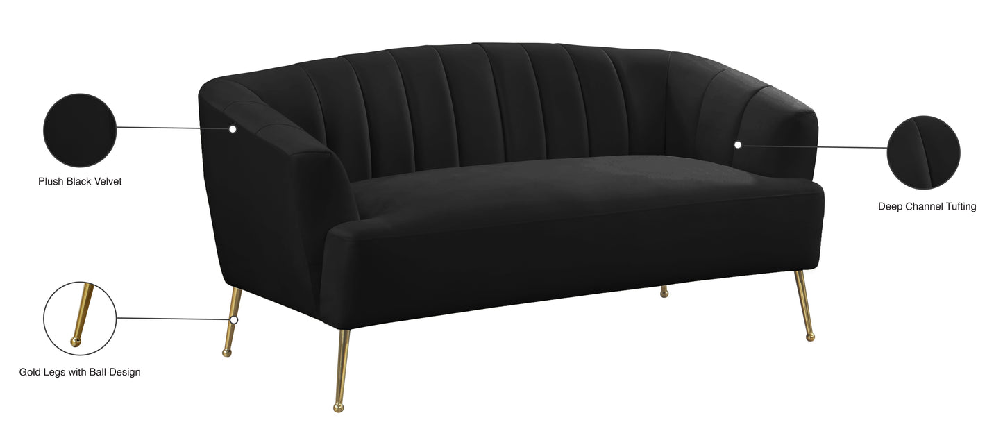 liam black velvet loveseat l