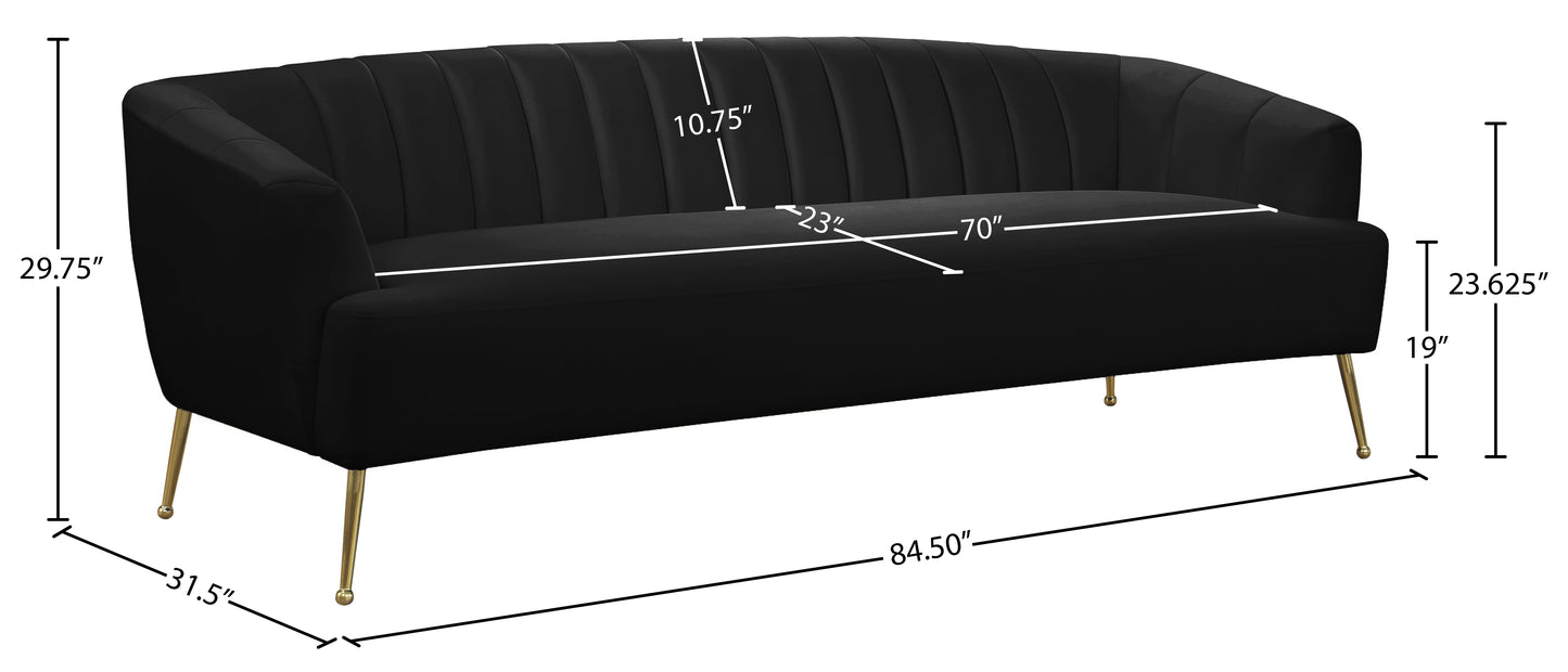 liam black velvet sofa s