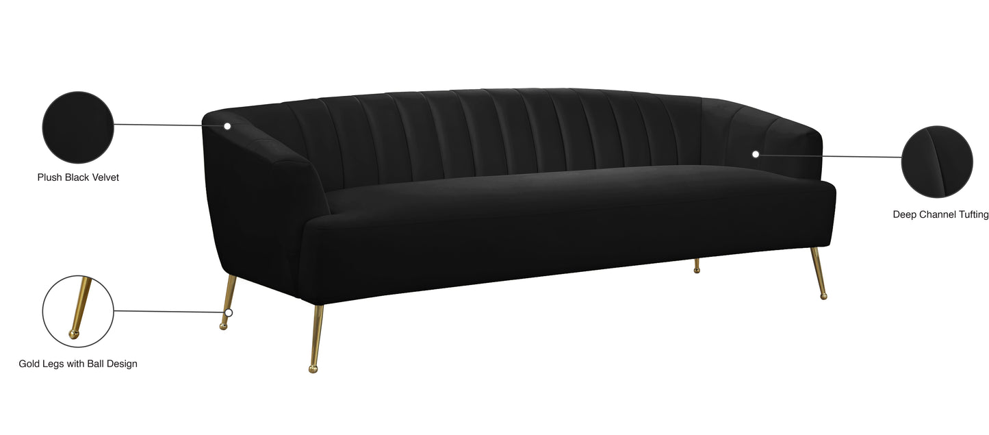 liam black velvet sofa s