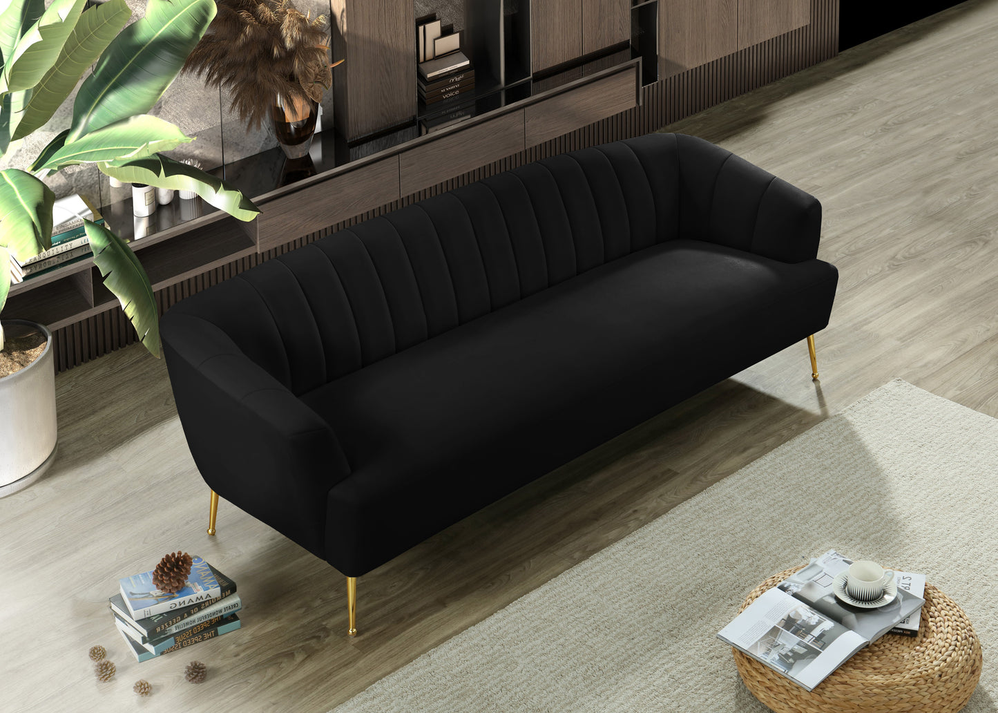 liam black velvet sofa s