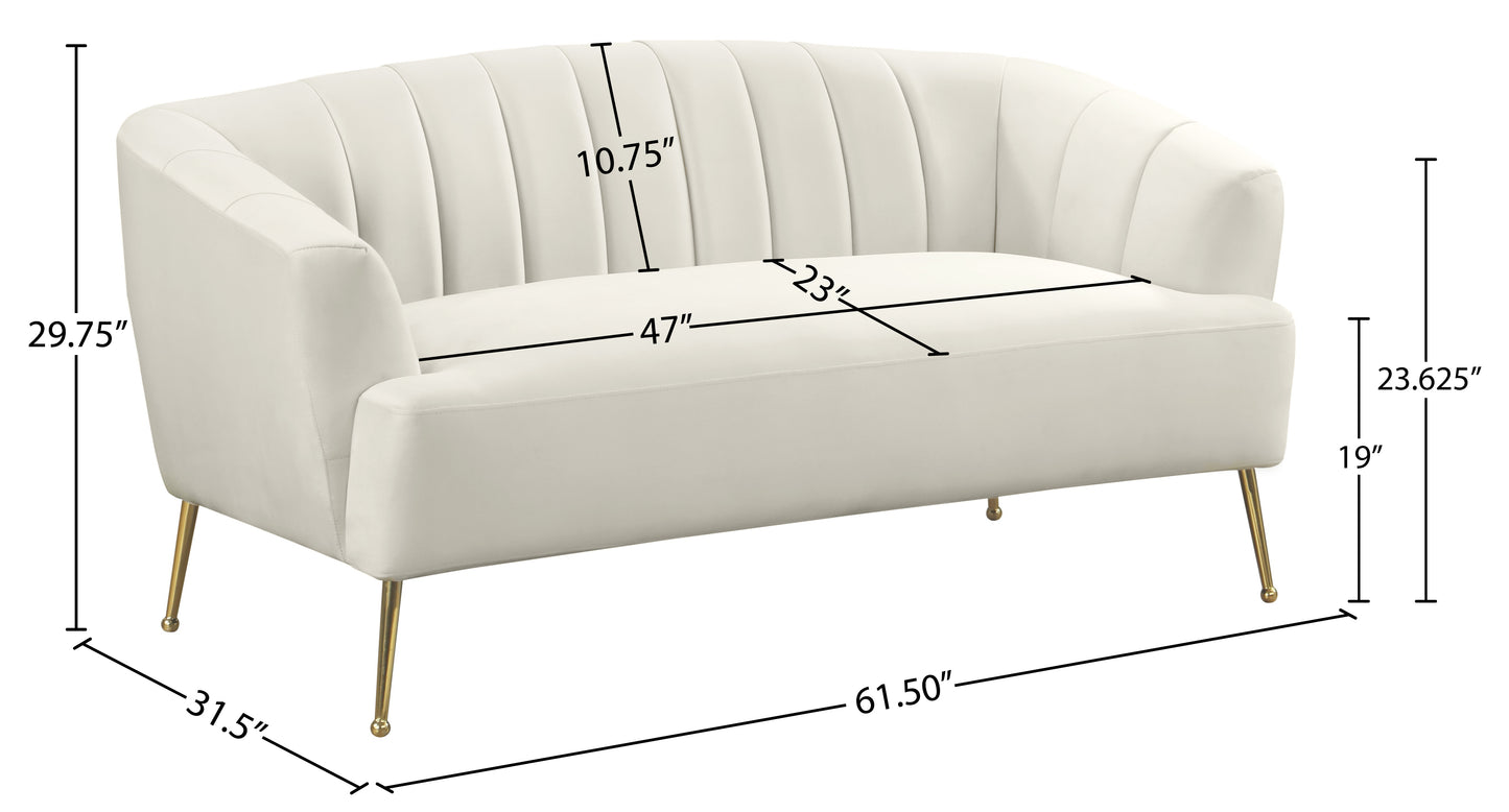 liam cream velvet loveseat l