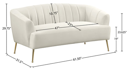 Liam Cream Velvet Loveseat L