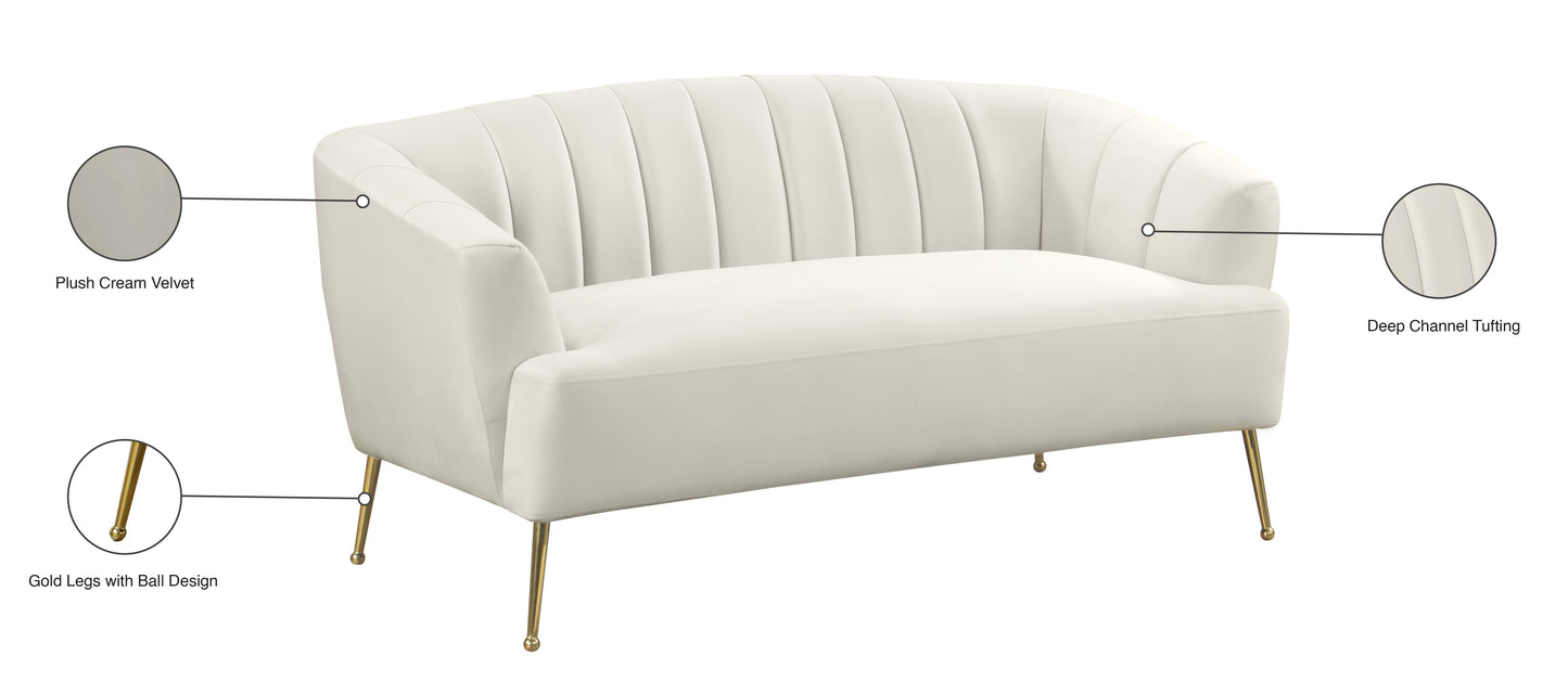 liam cream velvet loveseat l