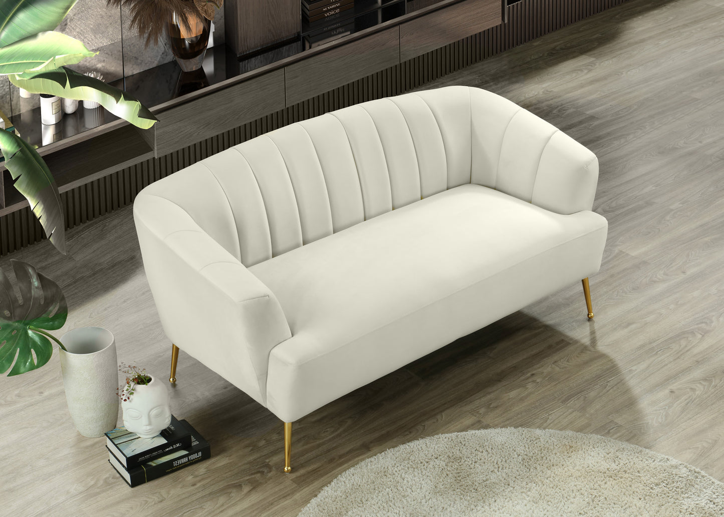 liam cream velvet loveseat l