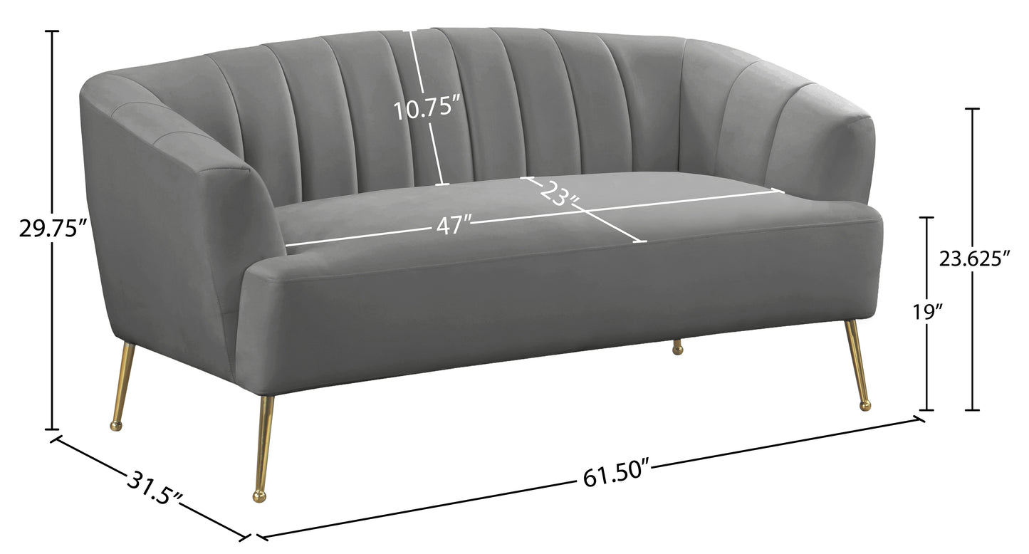 liam grey velvet loveseat l