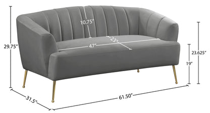 Liam Grey Velvet Loveseat L