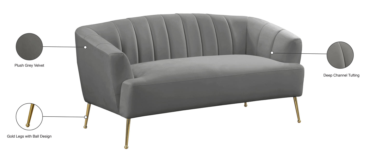 liam grey velvet loveseat l