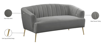 Liam Grey Velvet Loveseat L