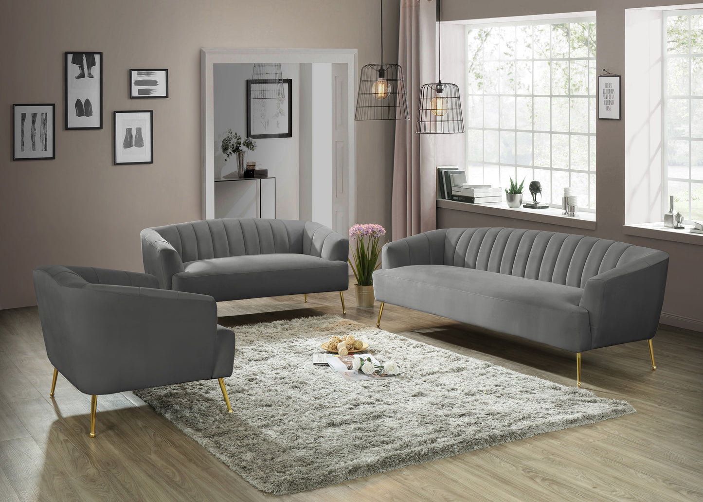 liam grey velvet loveseat l