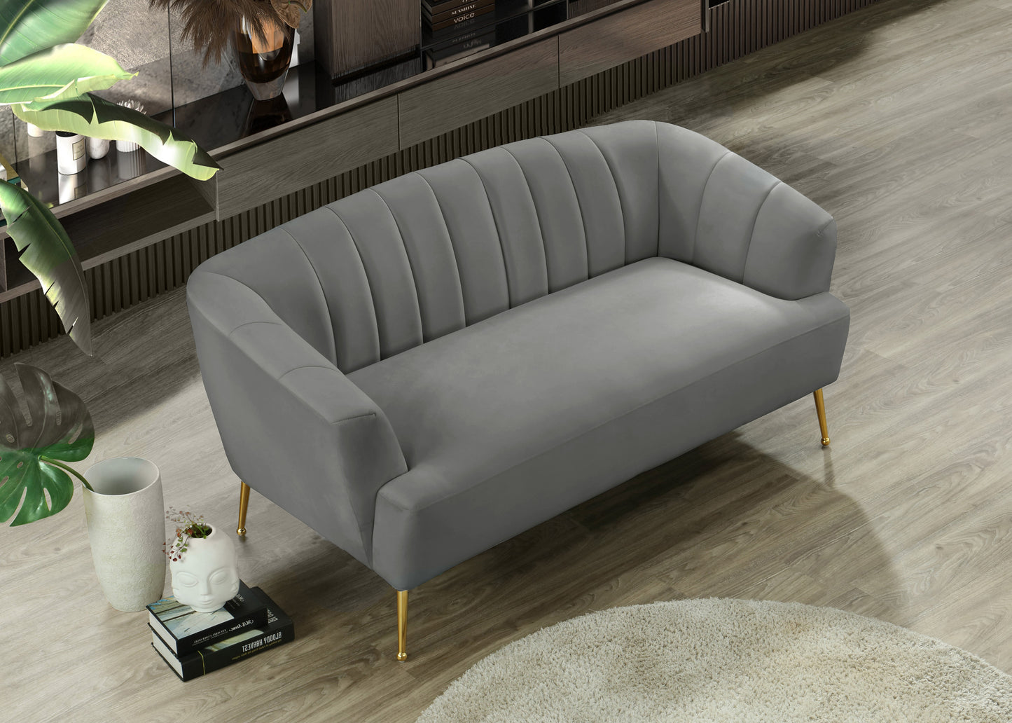 liam grey velvet loveseat l