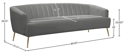 Liam Grey Velvet Sofa S