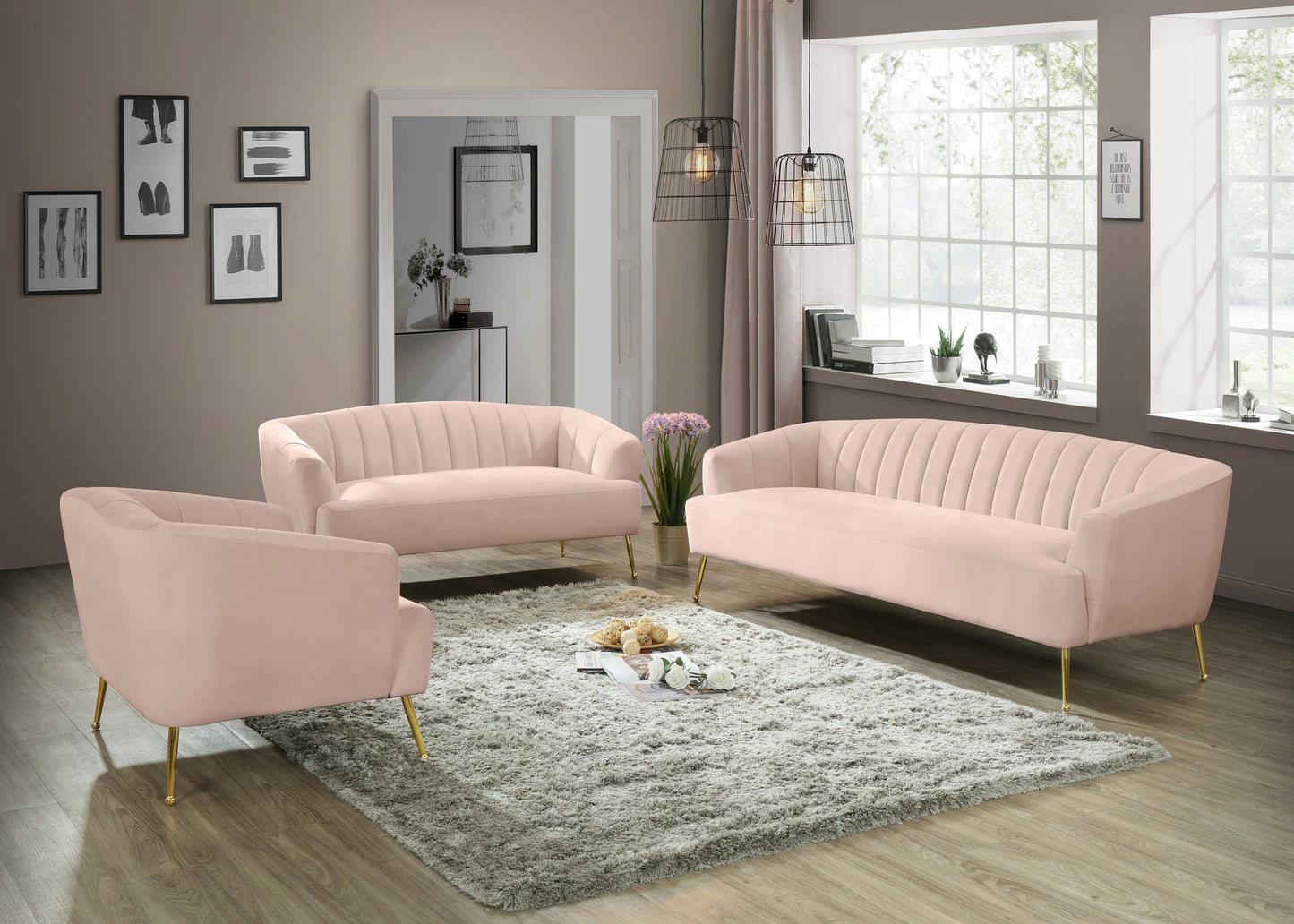 liam pink velvet chair c