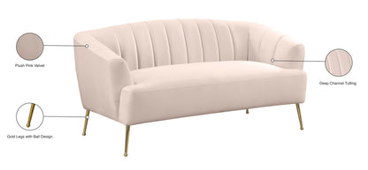 Liam Pink Velvet Loveseat L