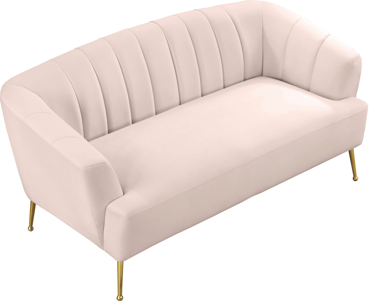 liam pink velvet loveseat l