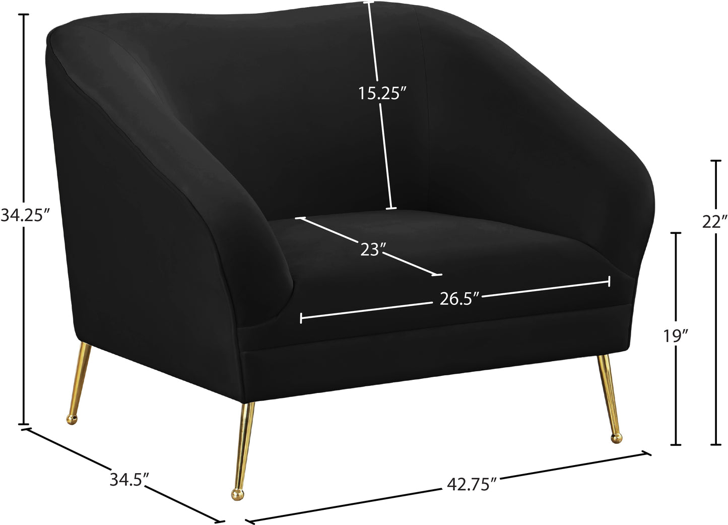 blair black velvet chair c