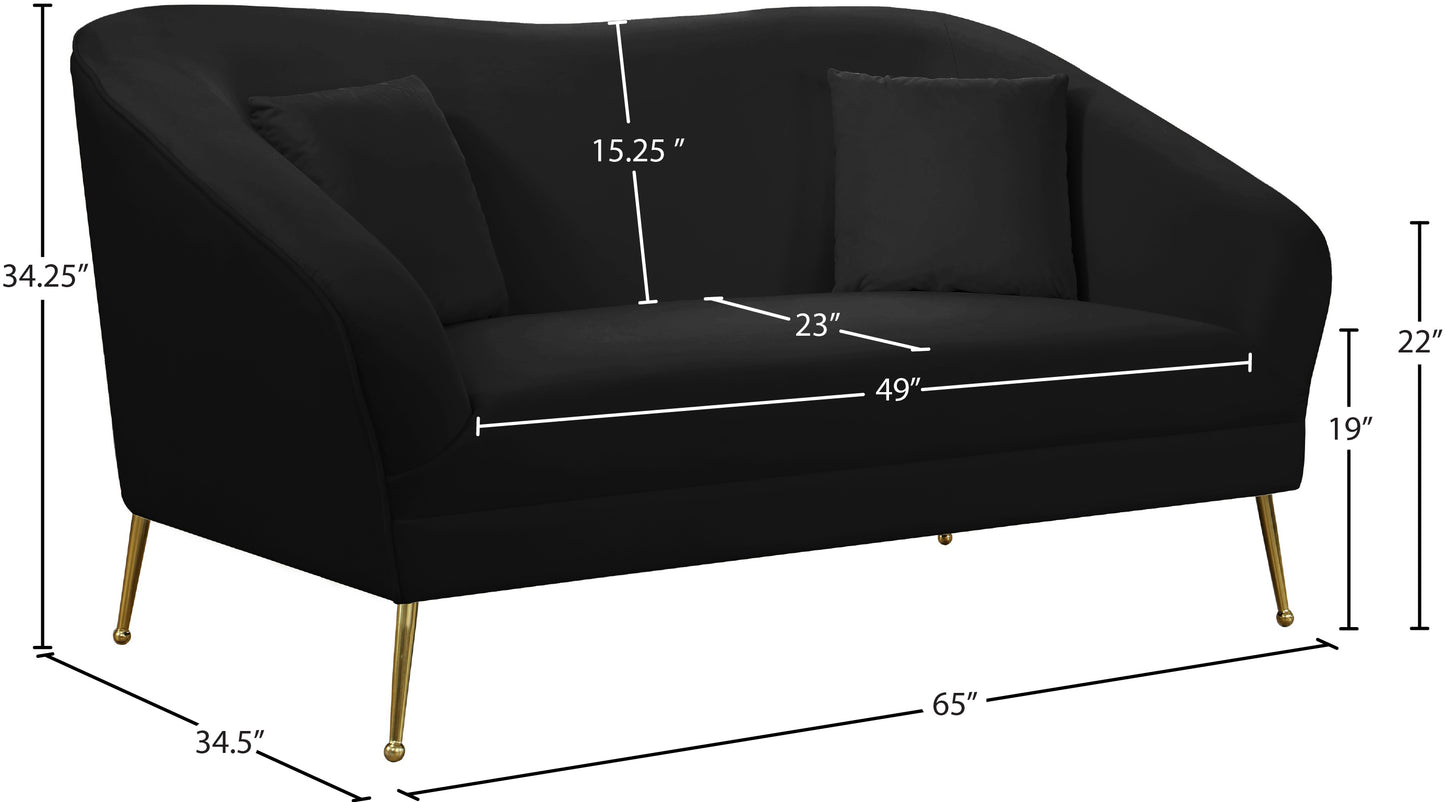 blair black velvet loveseat l